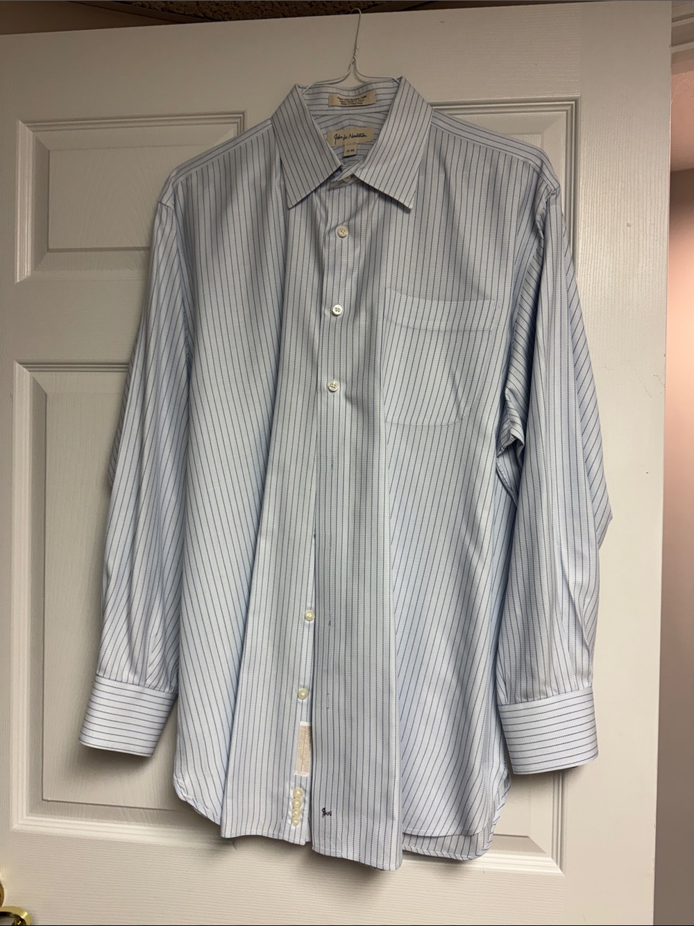 John W. Nordstrom Light Blue and White Pinstripe Dress Shirt